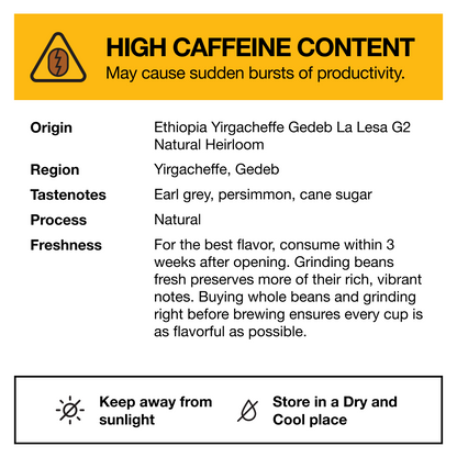 Ethiopia Yirgacheffe Gedeb La Lesa G2 Natural